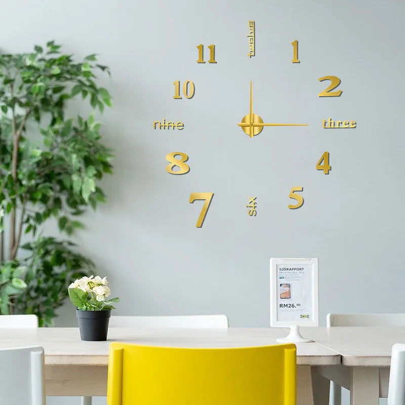 Large Frameless 3D Number Poster Clock