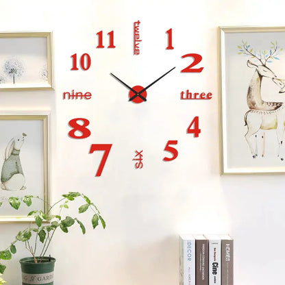 Large Frameless 3D Number Poster Clock