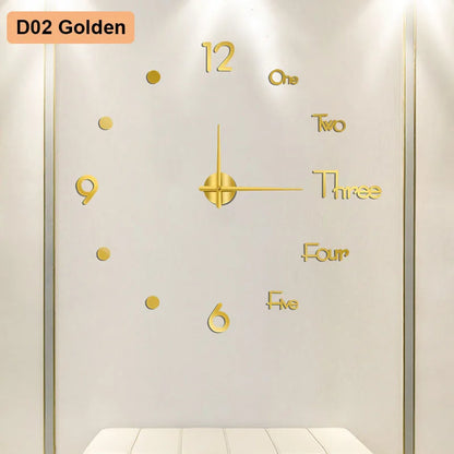 Large Frameless 3D Number Poster Clock