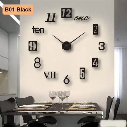 Large Frameless 3D Number Poster Clock