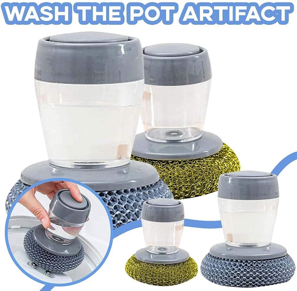 Kitchen Soap Dispensing Palm Brush with Stand