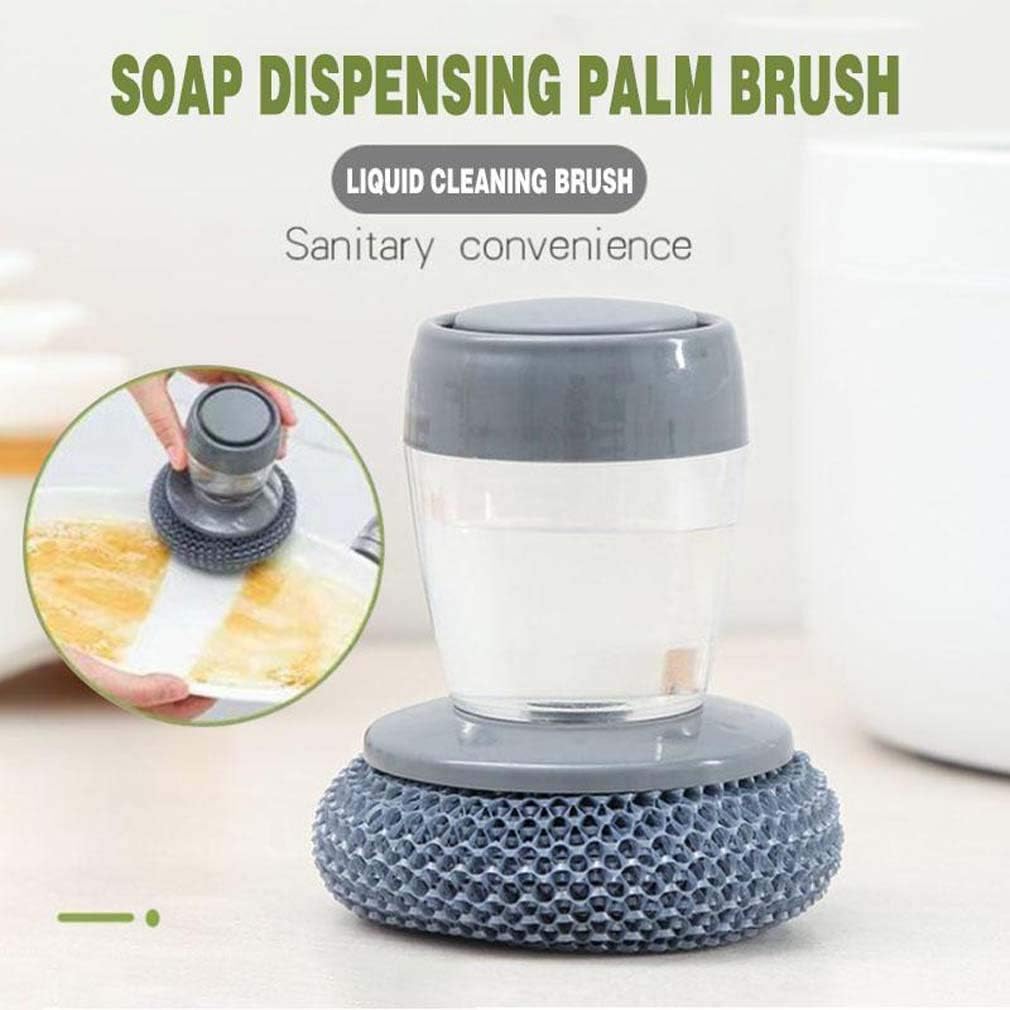 Kitchen Soap Dispensing Palm Brush with Stand
