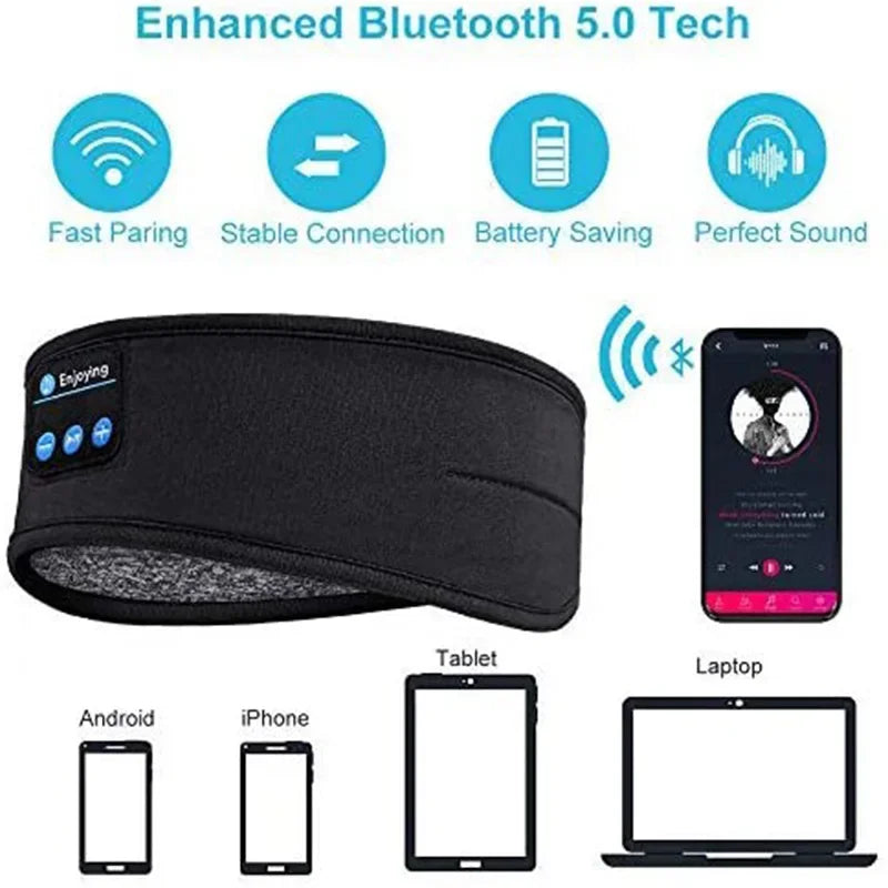 Wireless Bluetooth Earphone Sleeping Band Music Headphones Soft Elastic Comfortable Eye Mask Sleep Headset for Side Sleepers