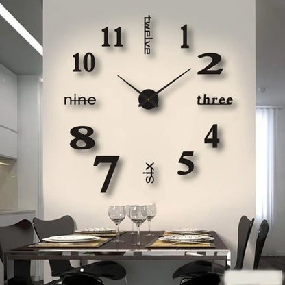Large Frameless 3D Number Poster Clock