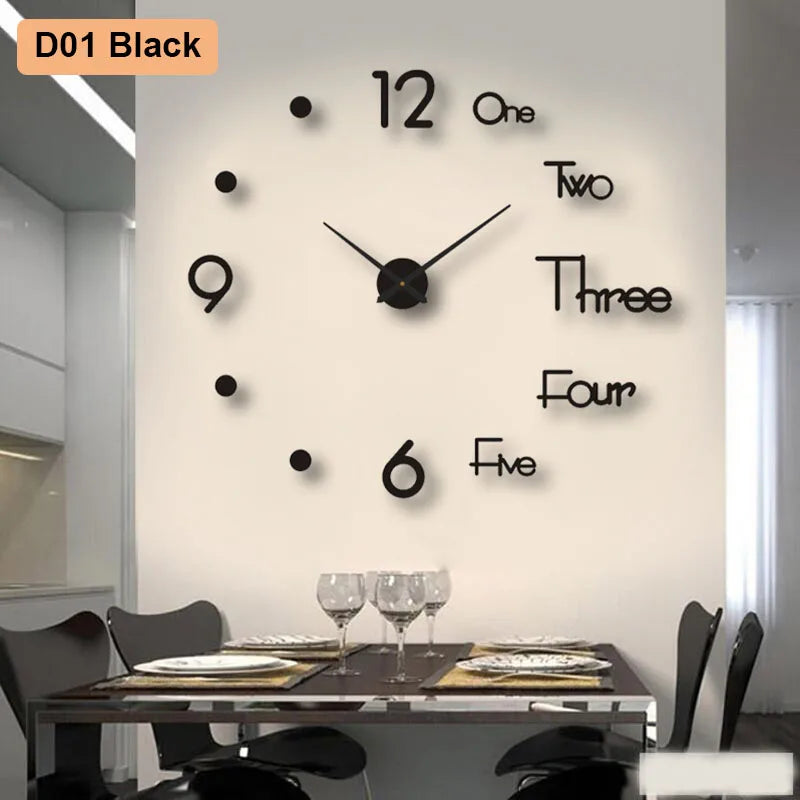 Large Frameless 3D Number Poster Clock