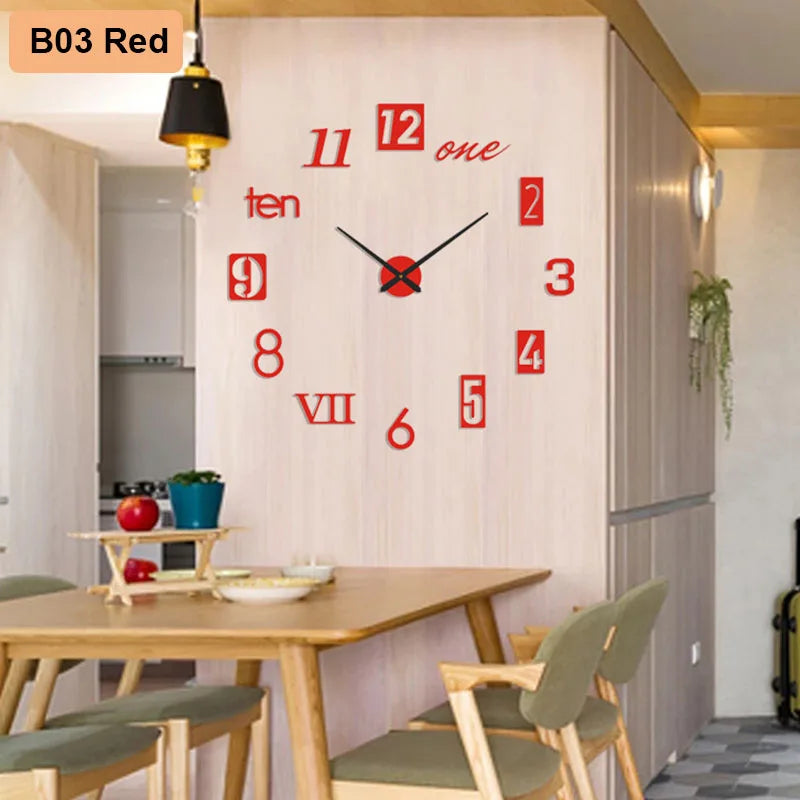 Large Frameless 3D Number Poster Clock