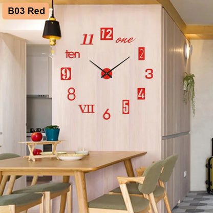 Large Frameless 3D Number Poster Clock